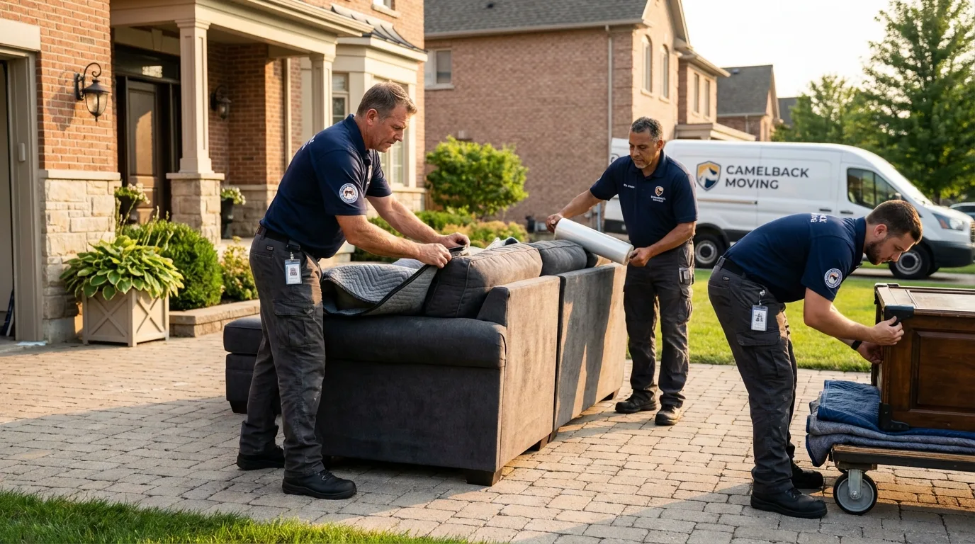 Large estate moving crew wrapping furniture in Cave City, KY